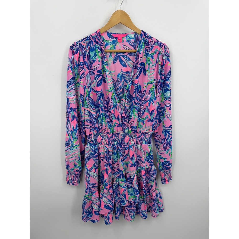 Lilly Pulitzer 005423 Mini Dress Just a Lil Jelly Lilac Rose 10 Pink Blue Floral